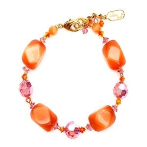 Dabby Reid Ronnie Mae Bracelet Orange cats eye & Pink Swarovski crystal